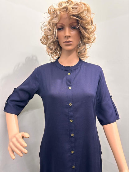 Navy Blue Plain Kurti