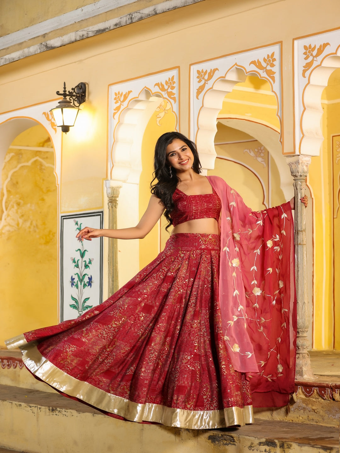 Mint Banarasi Chanderi Lehenga Set- Indian Clothing in Denver, CO and  Aurora, CO- India Fashion X