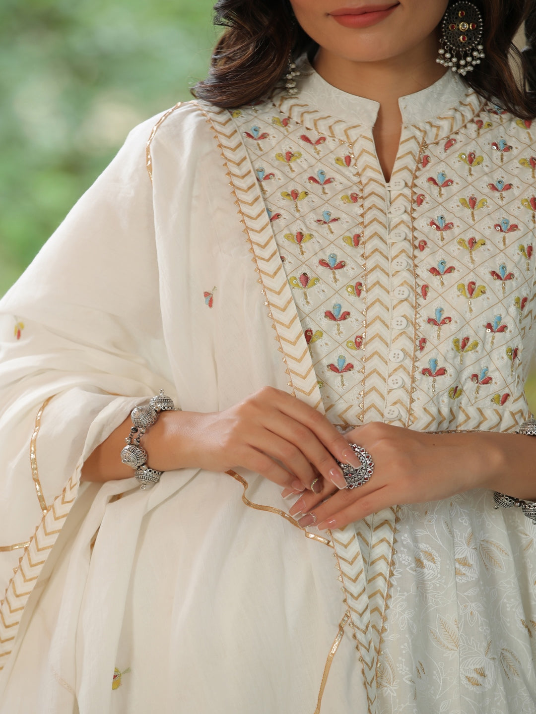 White Embroidered Cotton Suit Set