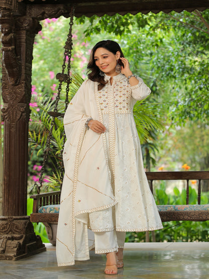 White Embroidered Cotton Suit Set