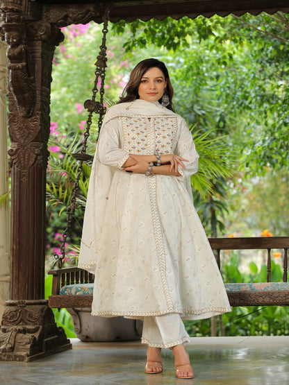 White Embroidered Cotton Suit Set