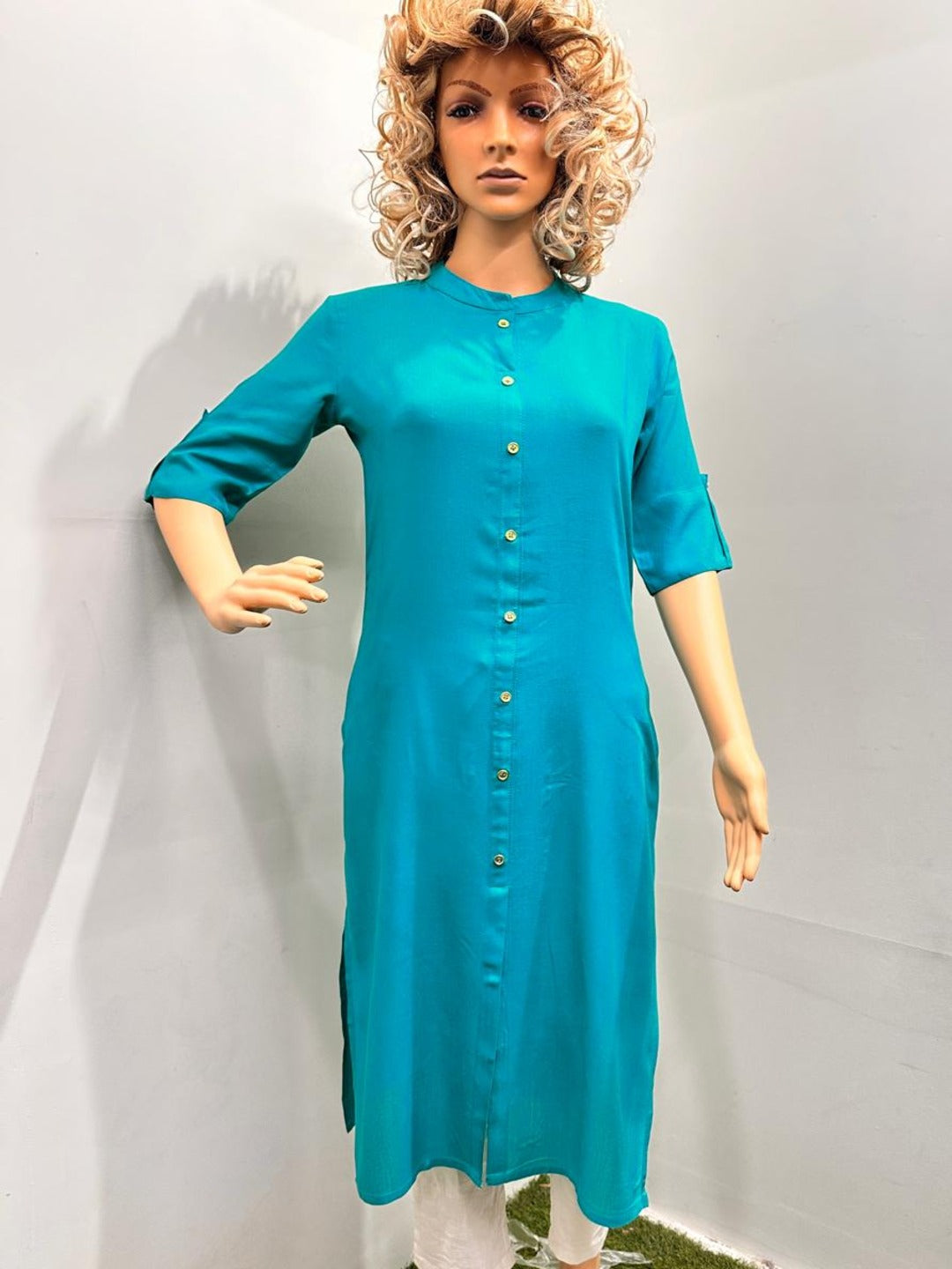 Sea green Plain Kurti