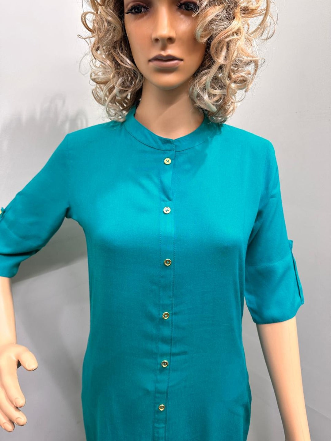 Sea green Plain Kurti