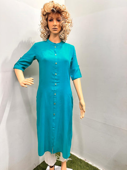 Sea green Plain Kurti