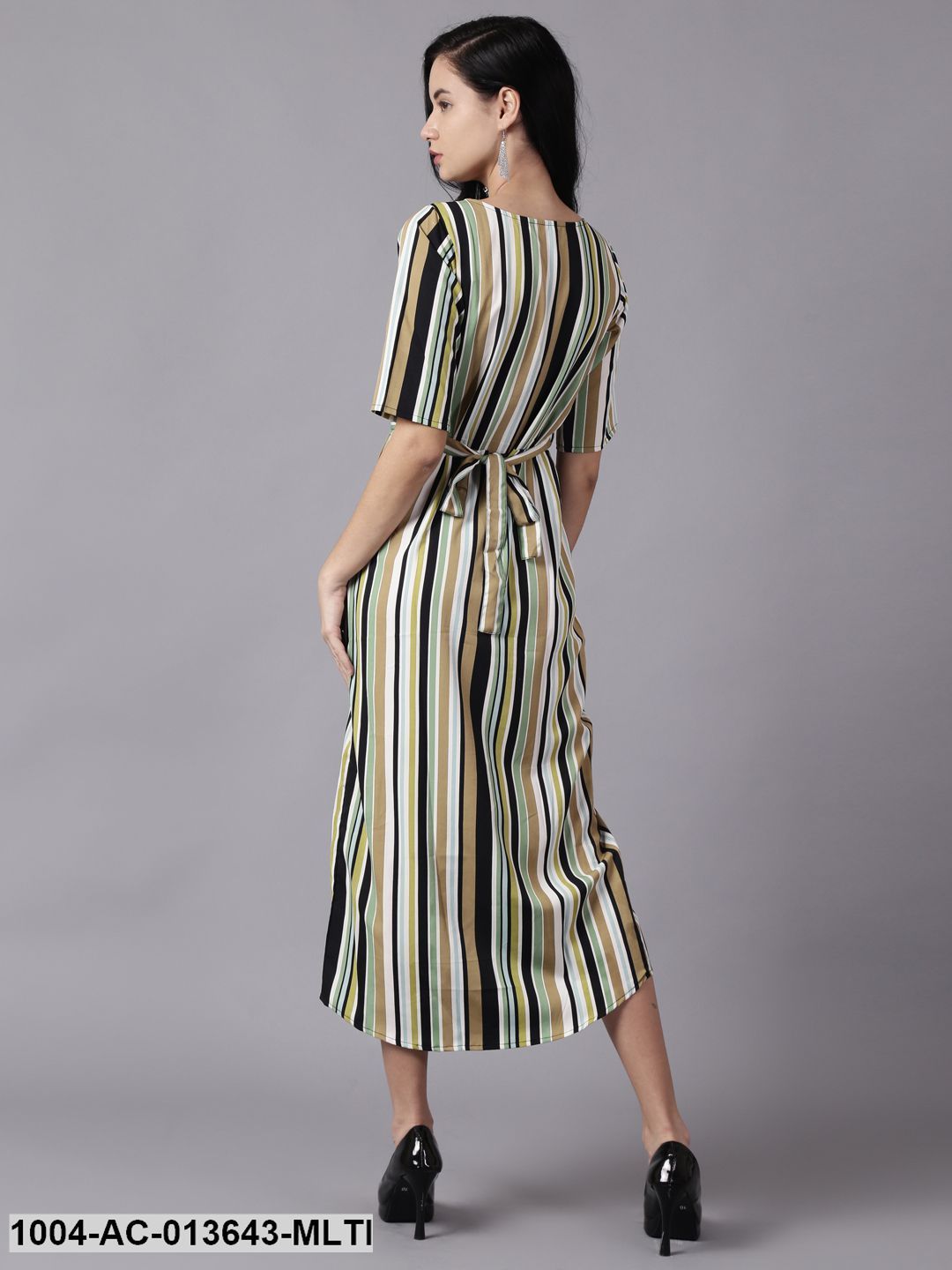 Multi Striped Striped Round Neck A-Line Dress