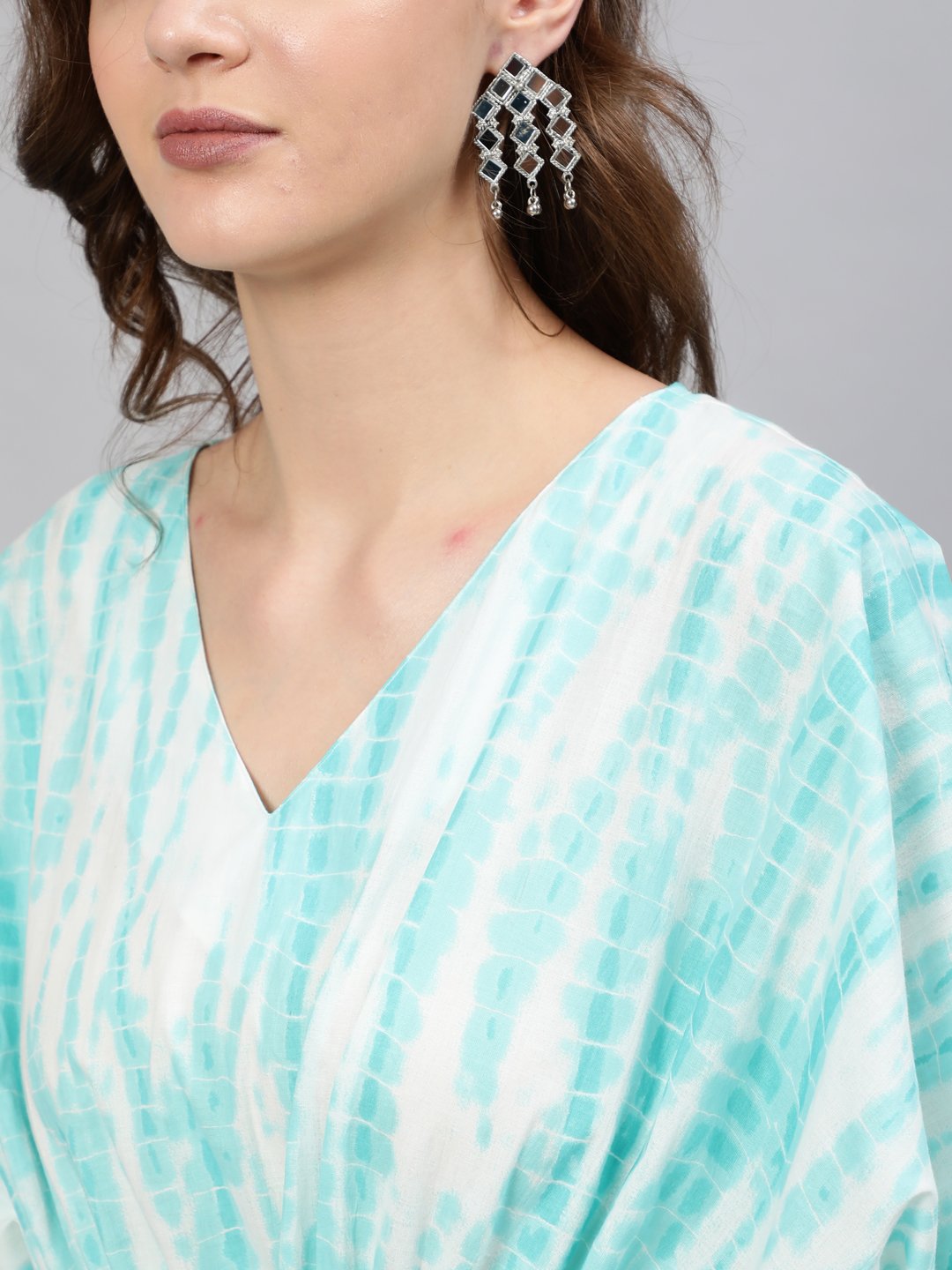 Women Blue Tie-Dye Printed Kaftan Dress