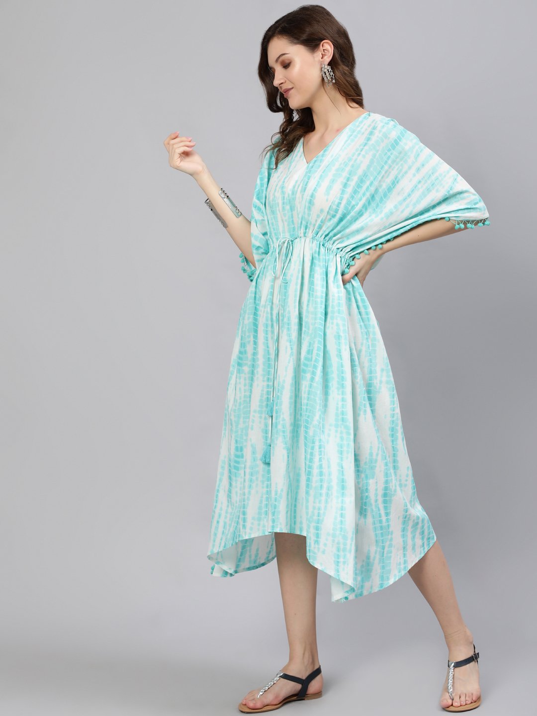 Women Blue Tie-Dye Printed Kaftan Dress