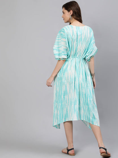 Women Blue Tie-Dye Printed Kaftan Dress