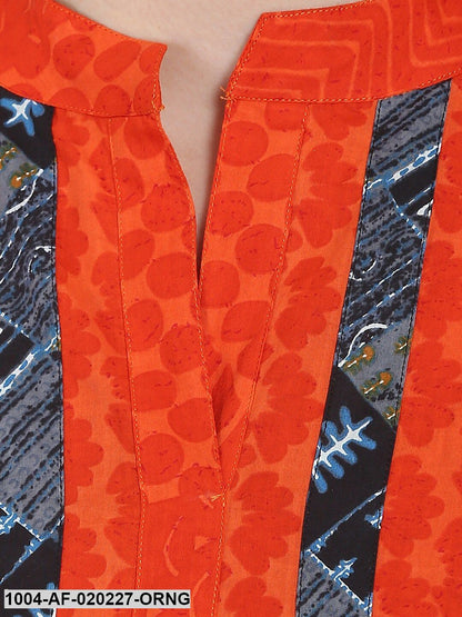 Orange & Black Printed Kurta with Palazzos