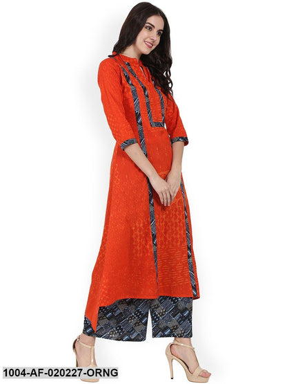 Orange & Black Printed Kurta with Palazzos