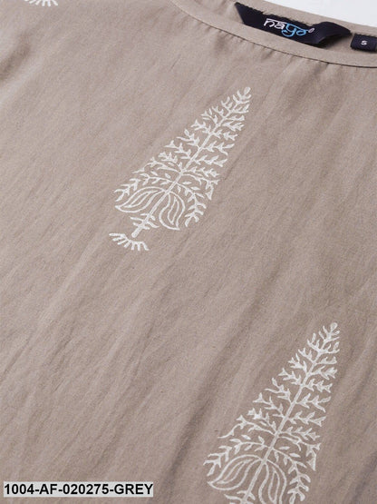 Grey & White Printed Kurta with Palazzos