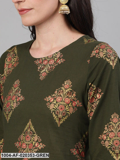 Green Printed Kurta with Palazzos