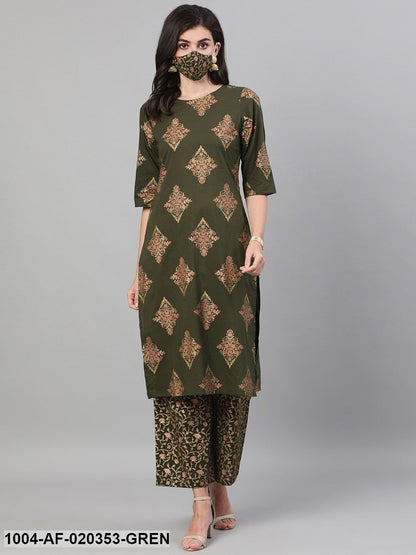 Green Printed Kurta with Palazzos