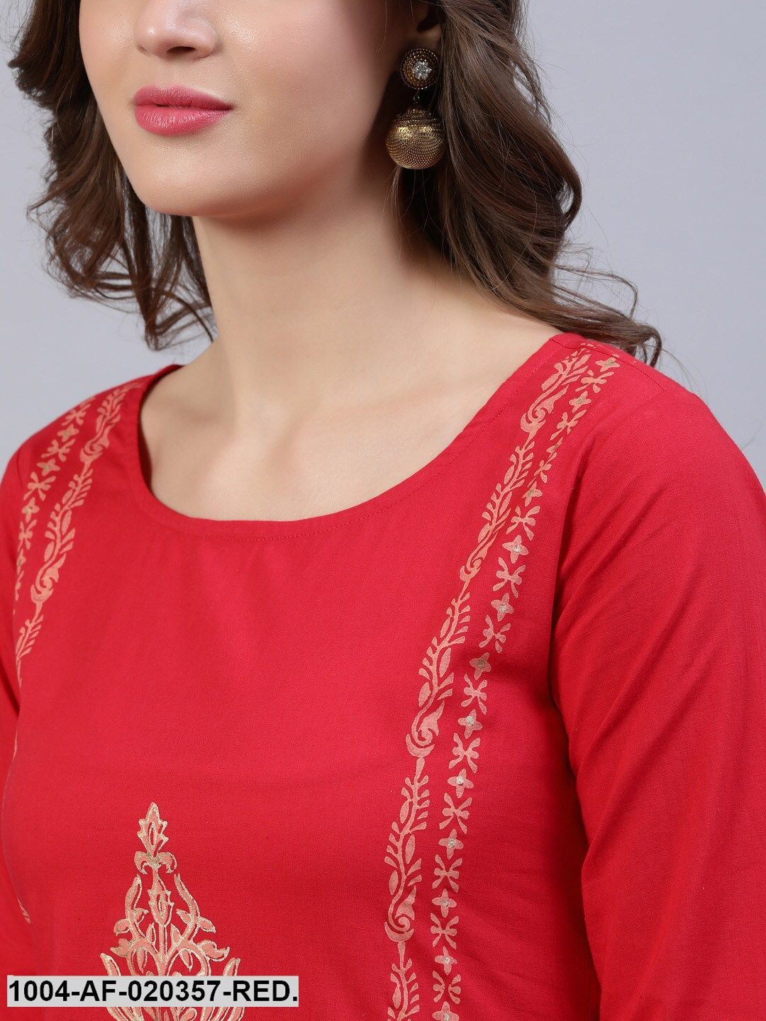 Red & Yellow Printed Kurta with Palazzos