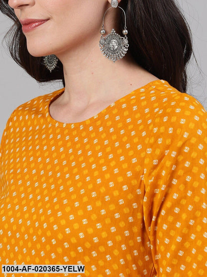 Yellow Printed Kurta Set with Dupatta