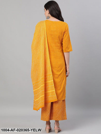 Yellow Printed Kurta Set with Dupatta