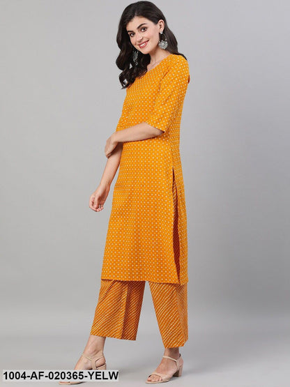 Yellow Printed Kurta Set with Dupatta