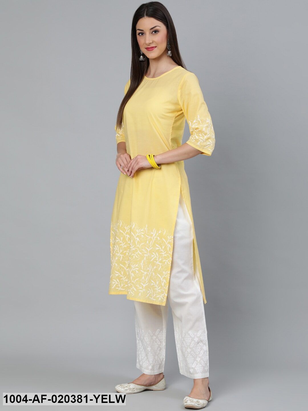 Yellow Solid Kurta with Palazzos