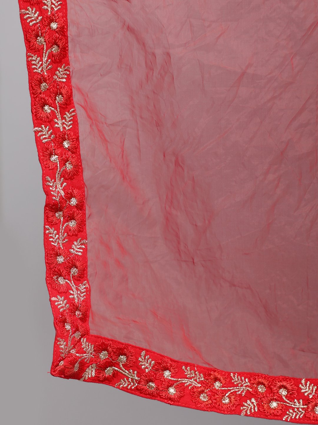 Women Red Sequinned Embroidered Straight Kurta With Plazo & Dupatta