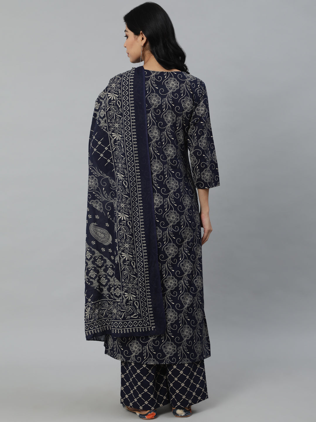 Women Multi printed Flared Kurta With Trouser & Dupatta