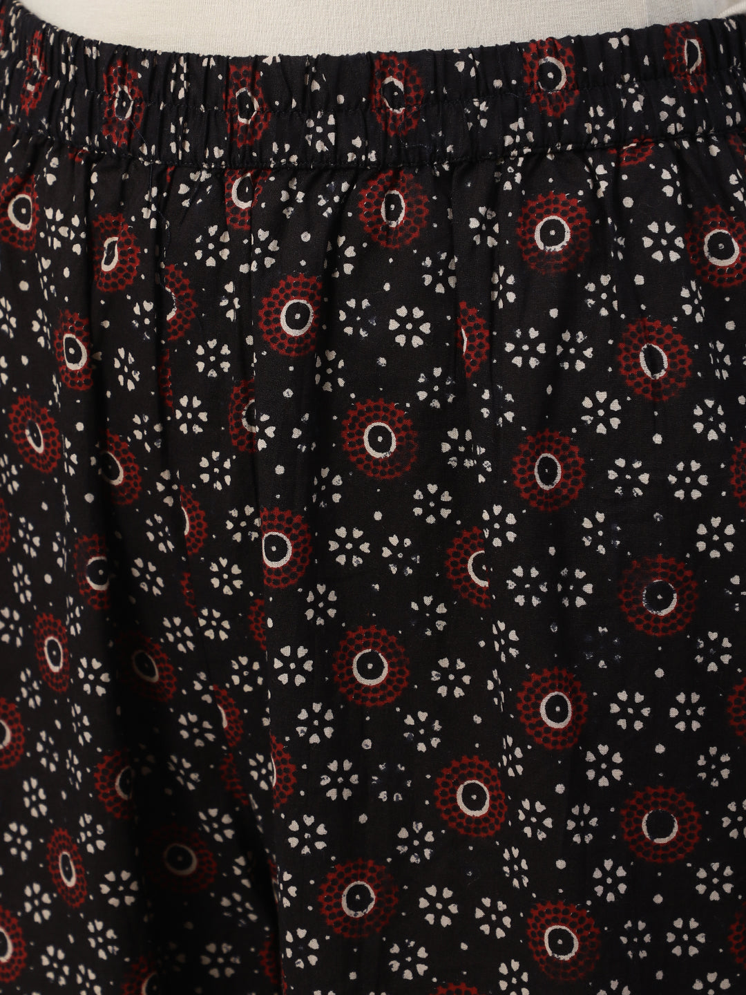 Women Black Printed Flared Kurta With Trouser & Dupatta