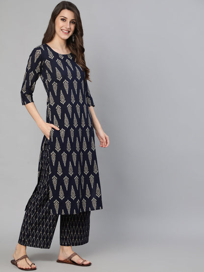 Women Black Ethnic Printed Kurta & Plazzo With Dupatta