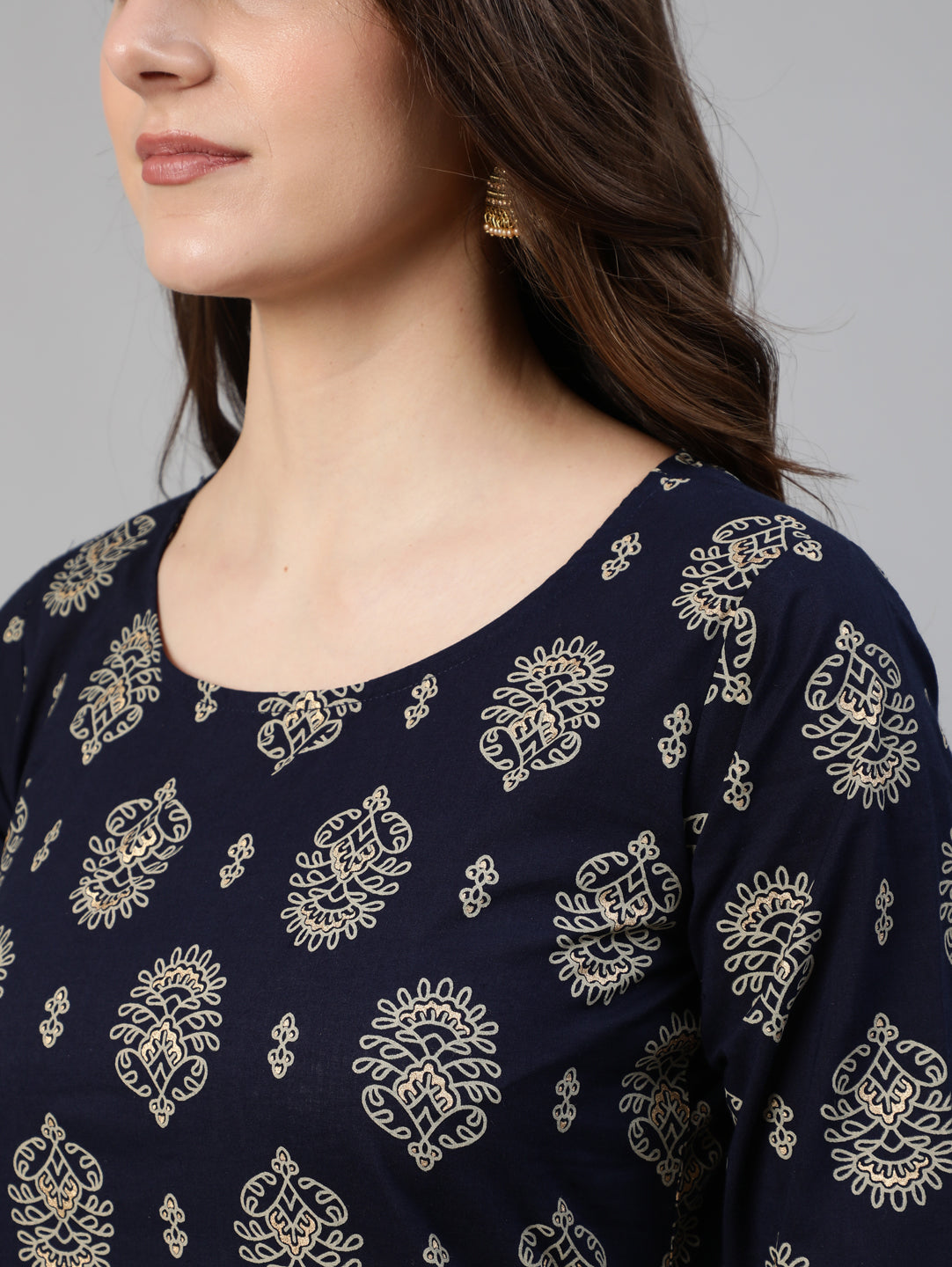 Women Black Ethnic Printed Kurta & Plazzo With Dupatta