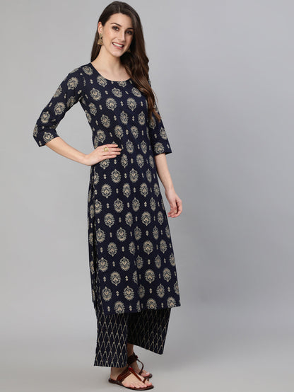 Women Black Ethnic Printed Kurta & Plazzo With Dupatta