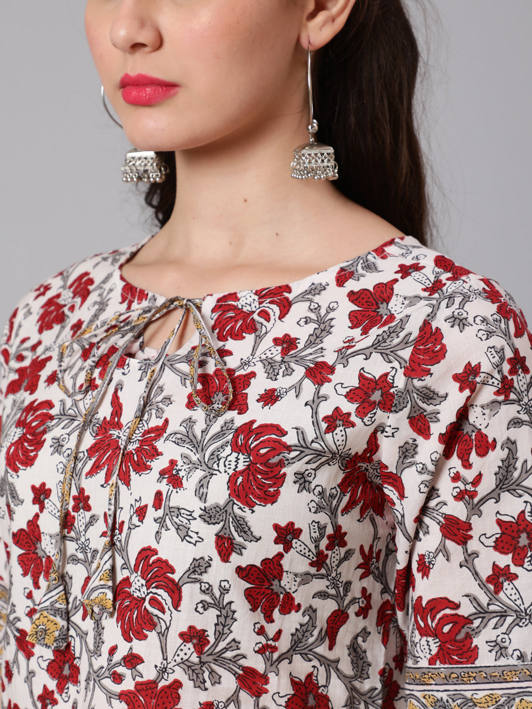 Off-White Ethnic Printed straight Kurta With Palazzo