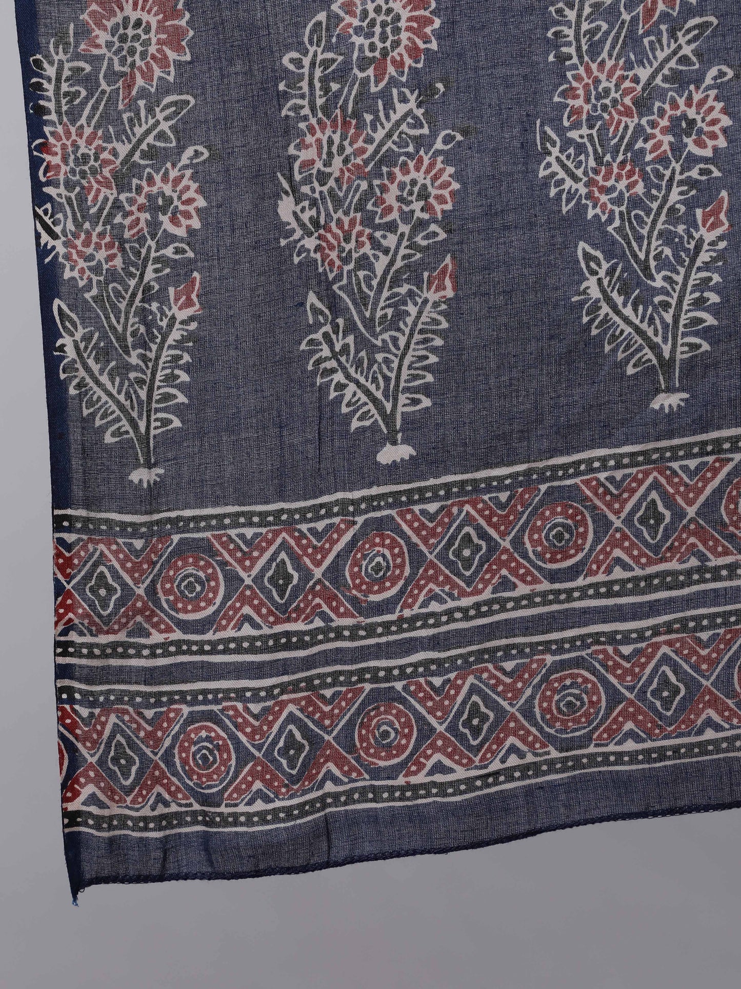 Blue Ethnic Printed Kurta With Trouser And Dupatta