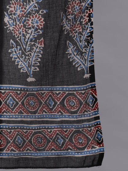 Black Ethnic Printed Kurta With Trouser And Dupatta