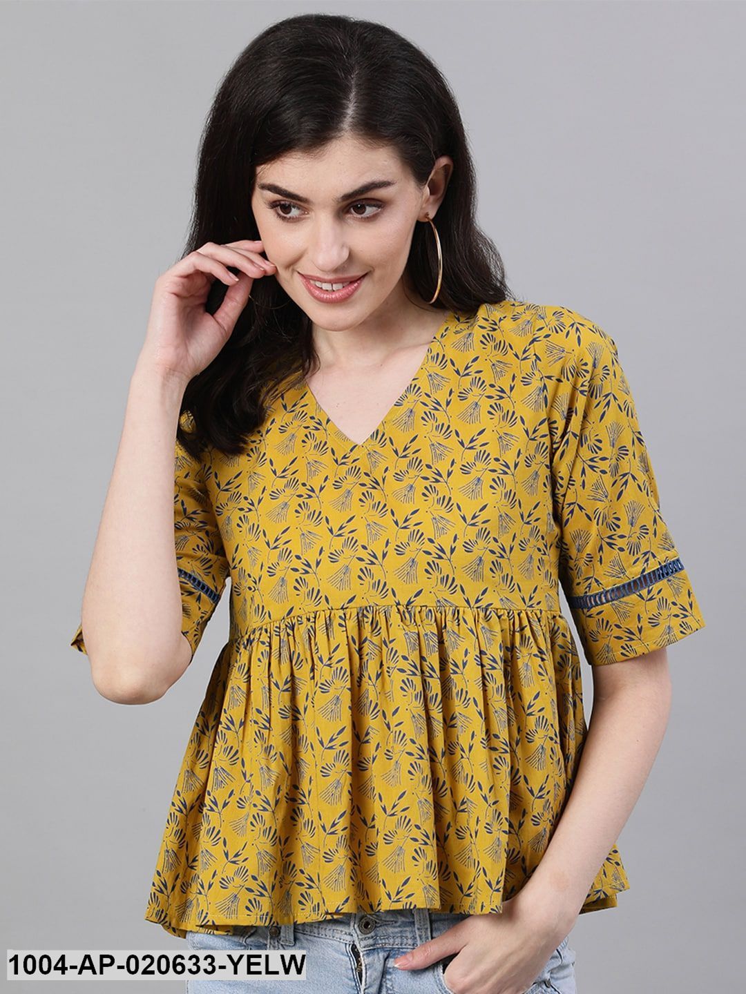 Yellow Printed A-Line Top