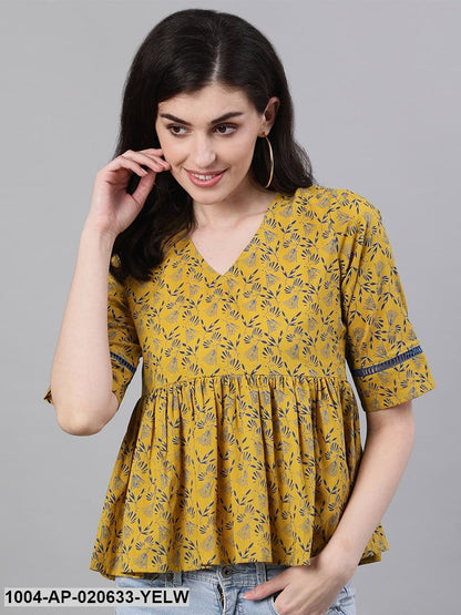 Yellow Printed A-Line Top