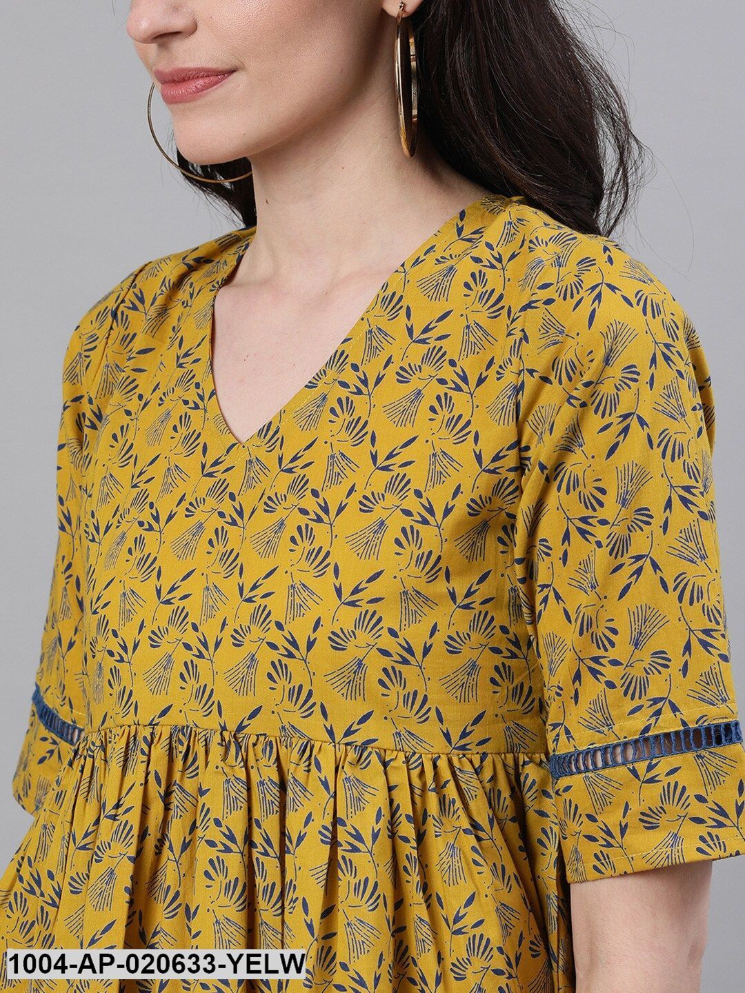 Yellow Printed A-Line Top