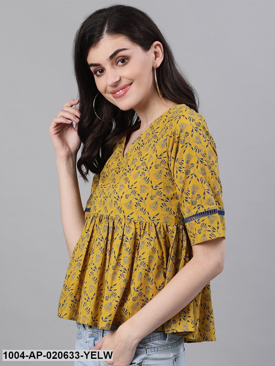 Yellow Printed A-Line Top