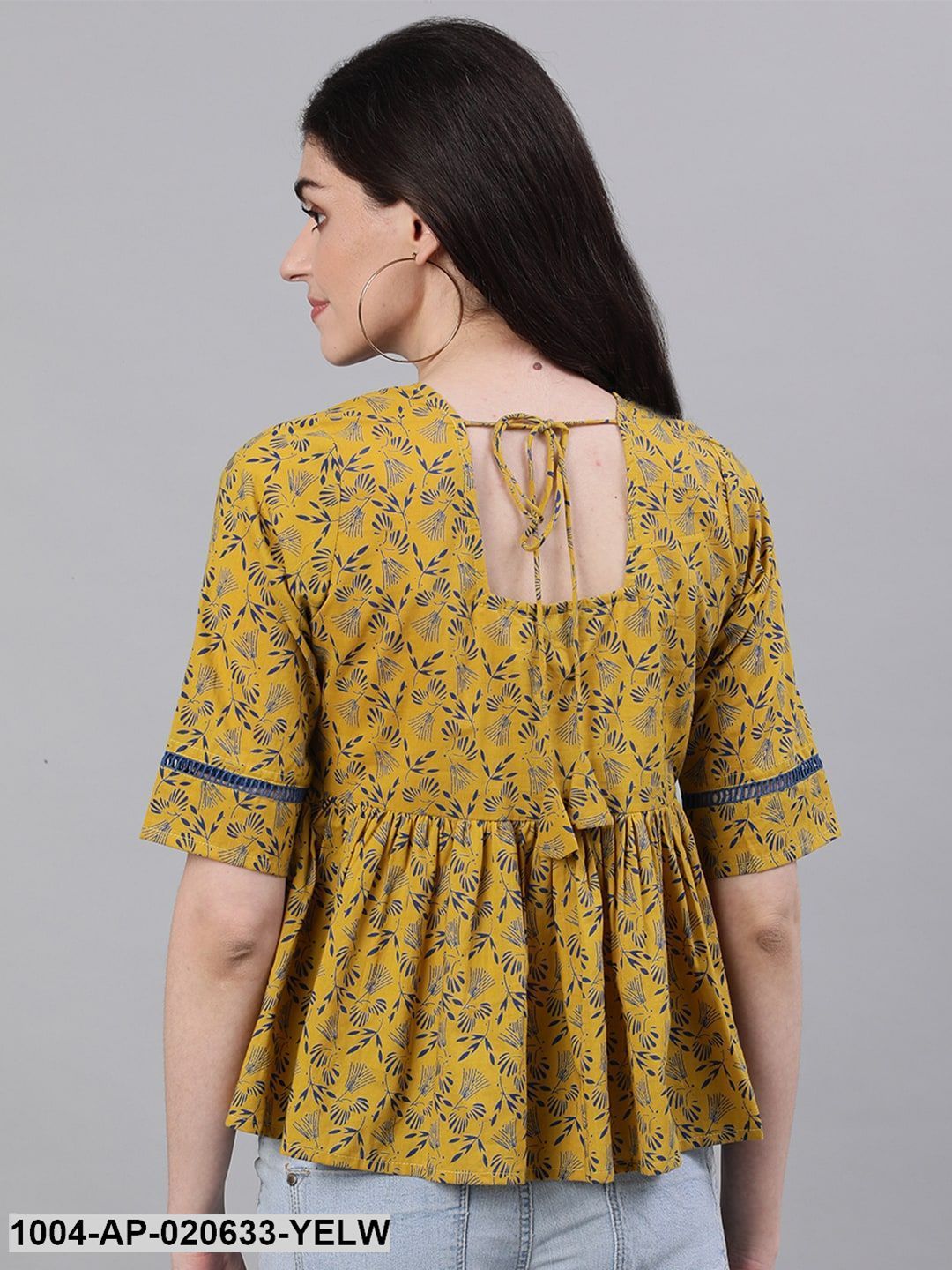 Yellow Printed A-Line Top