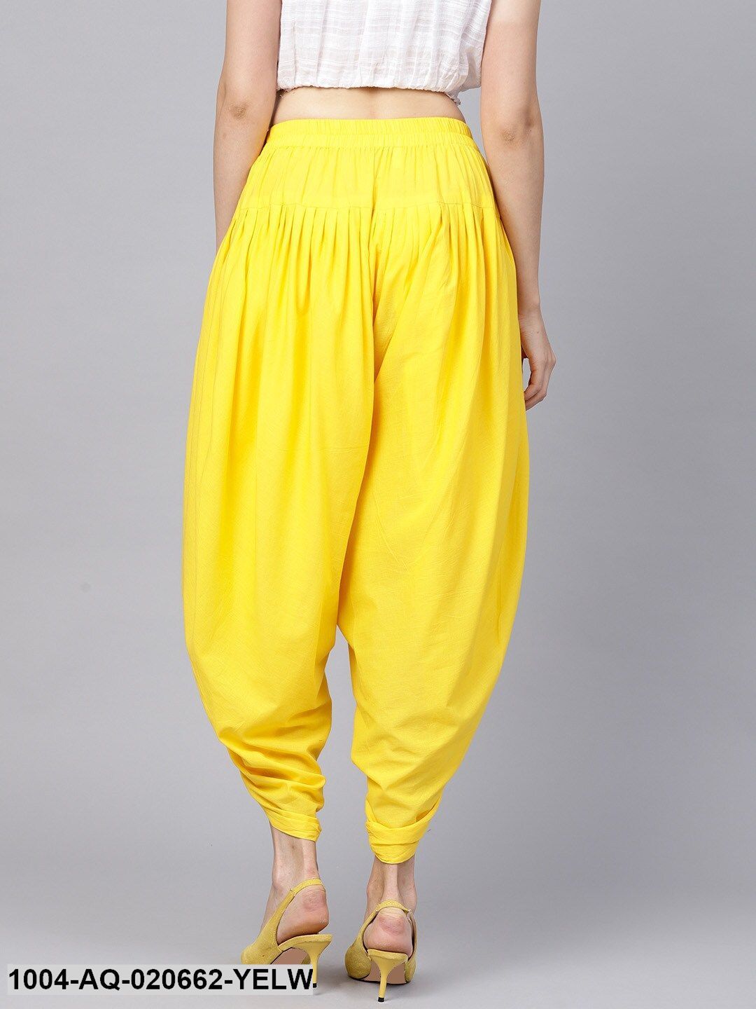 Yellow Regular Fit Solid Dhoti Pants