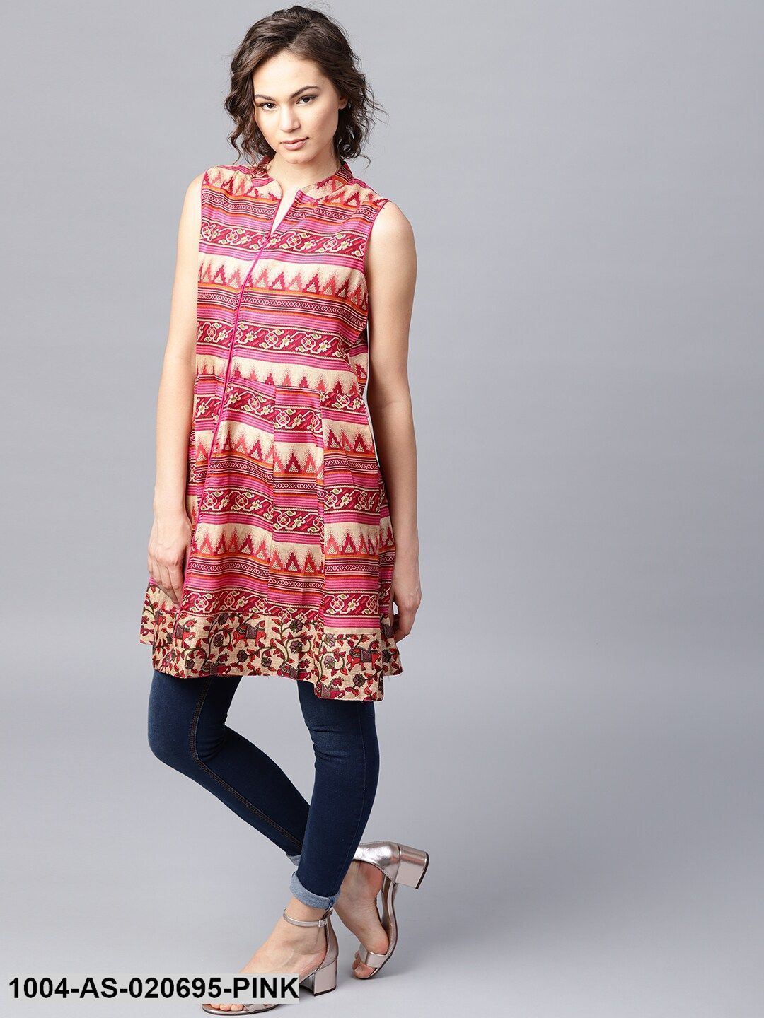 Pink & Beige Printed Tunic