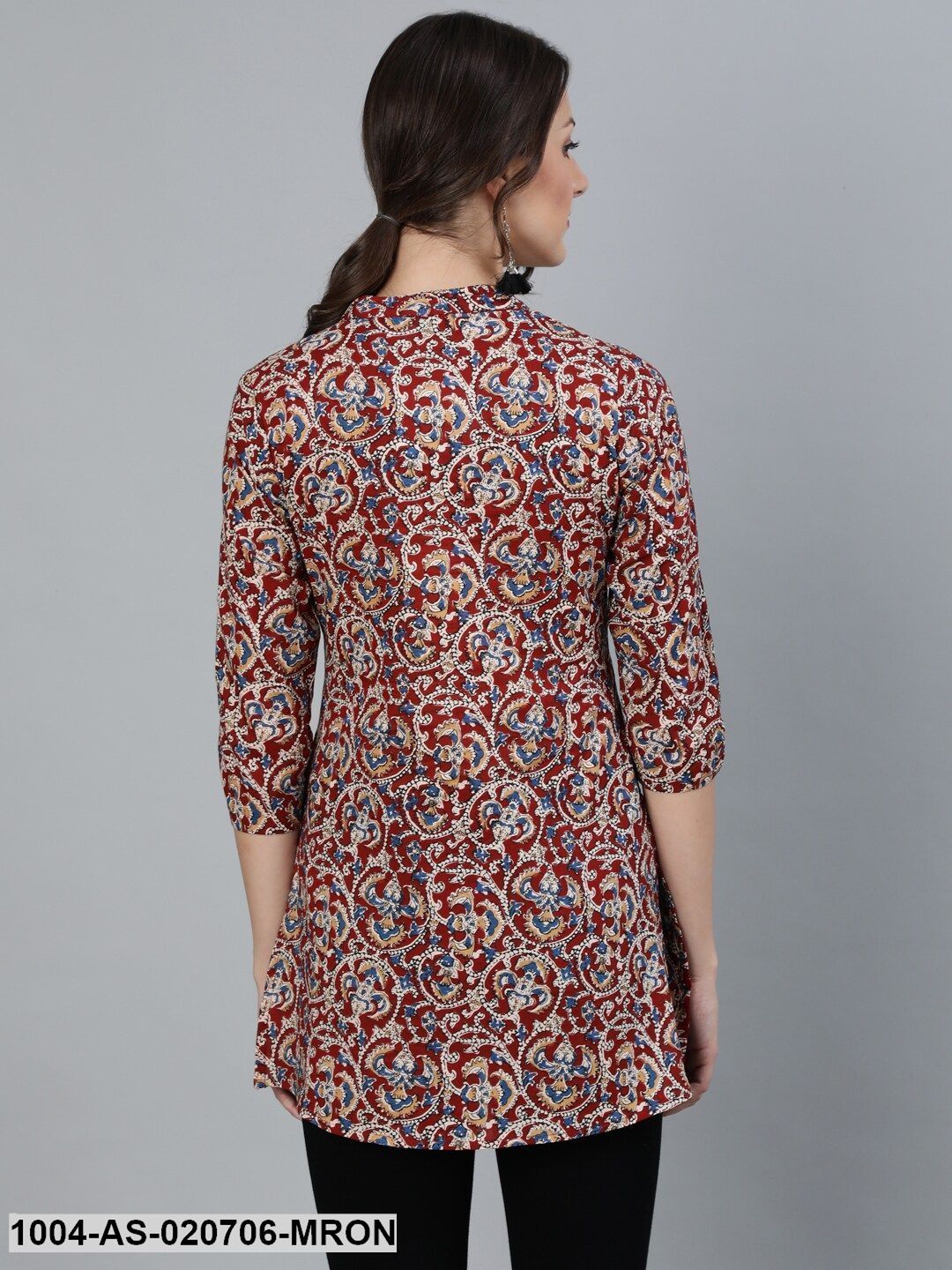 Maroon & Cream-Coloured Printed Tunic