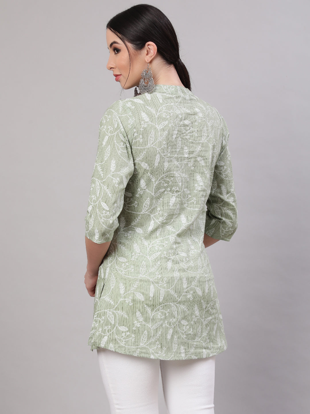 Women Green Ethnic Printed Straight Tunic