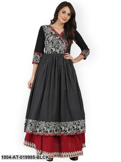 Black Printed Anarkali Kurta