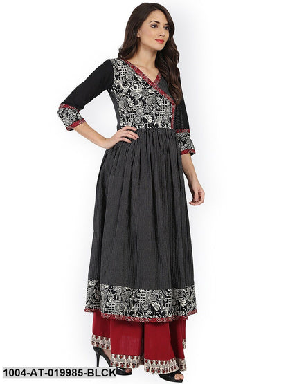 Black Printed Anarkali Kurta