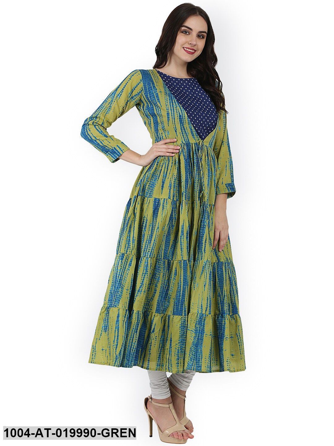 Green Printed Anarkali Kurta