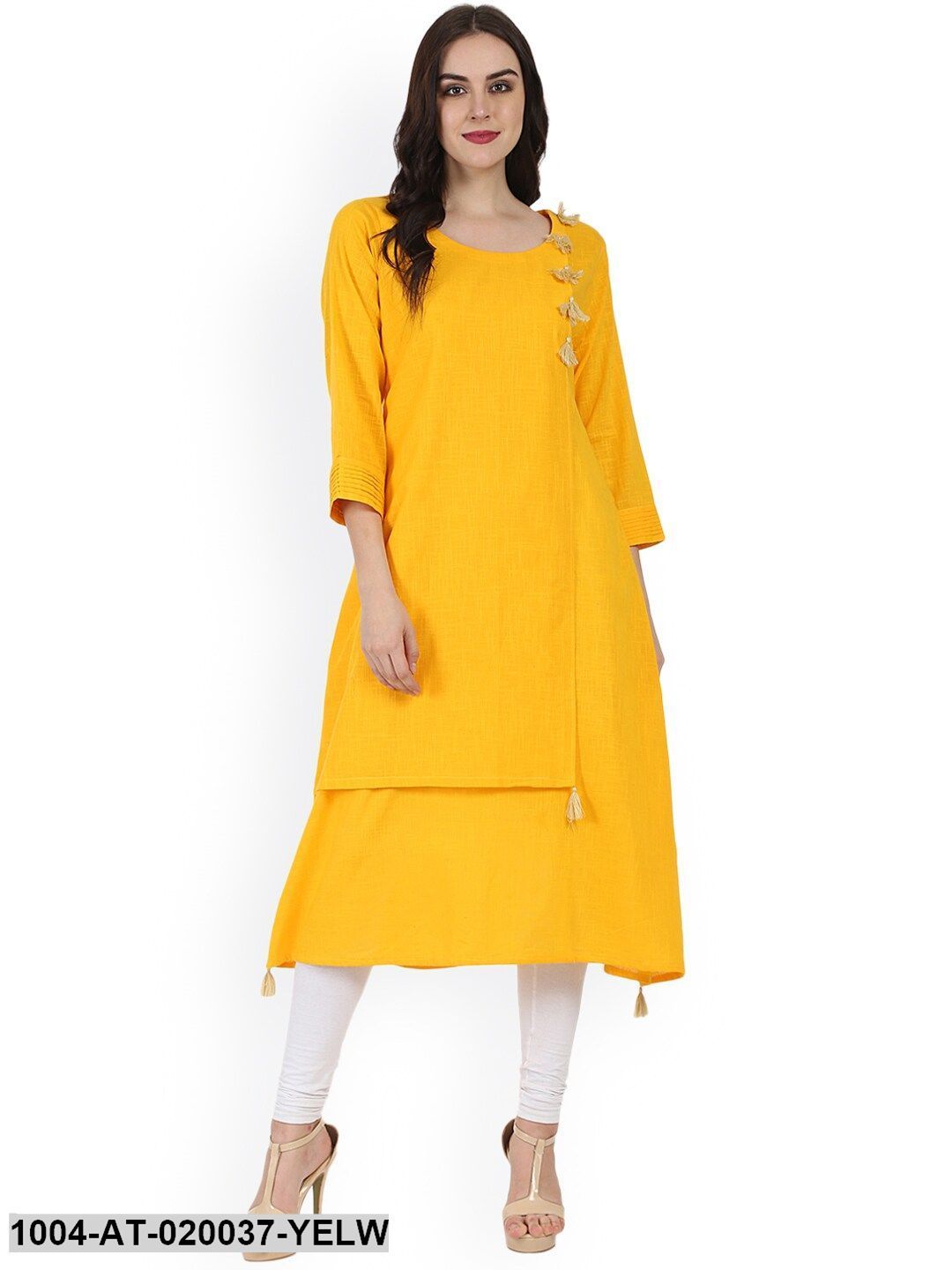 Yellow Solid A-Line Kurta