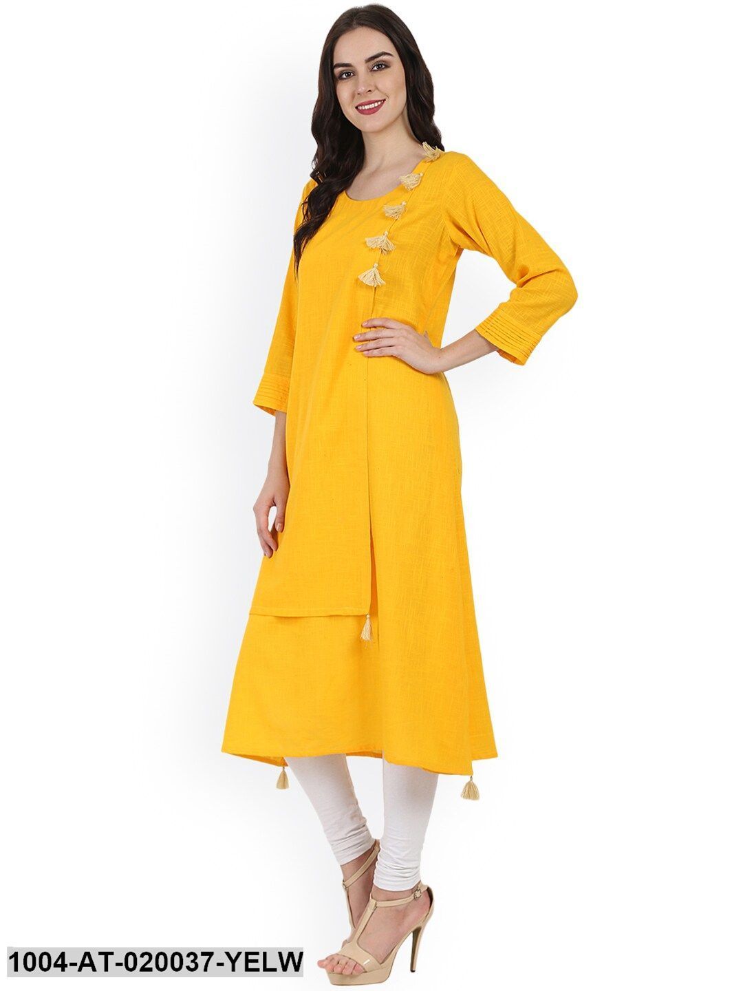 Yellow Solid A-Line Kurta