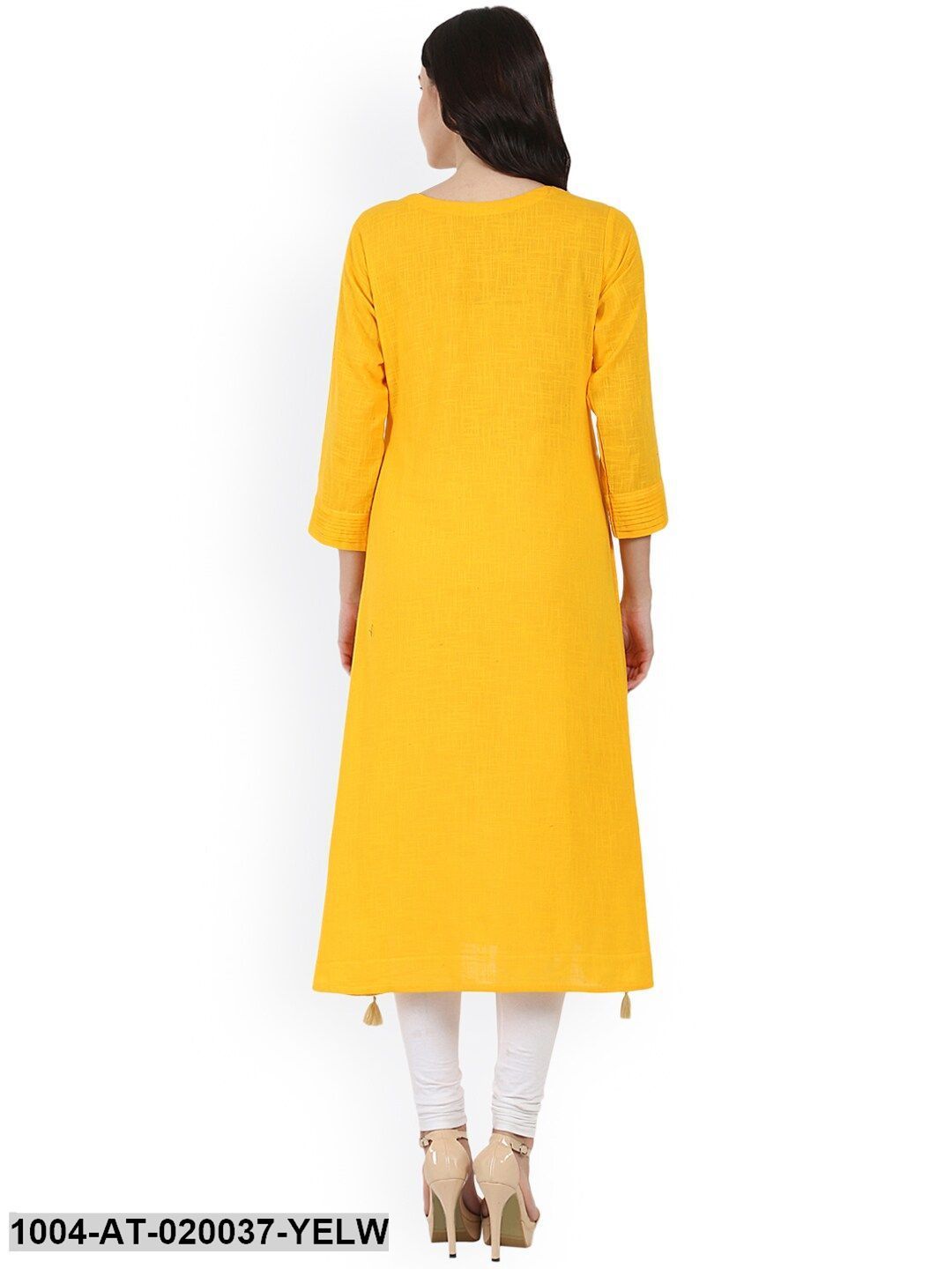 Yellow Solid A-Line Kurta