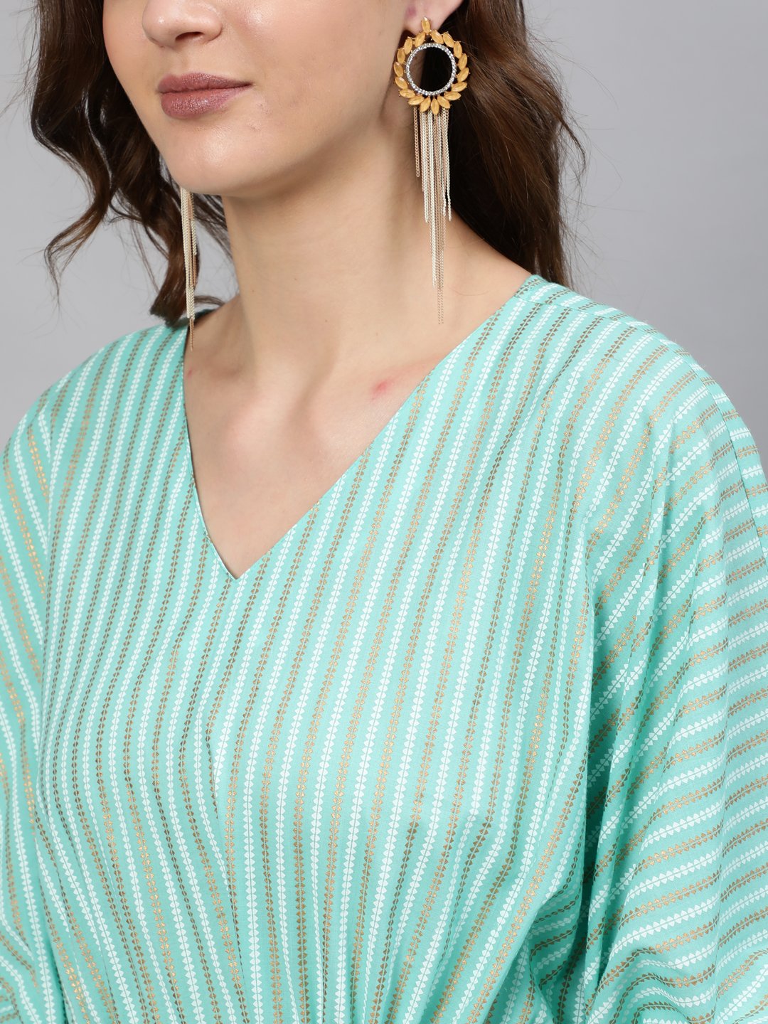 Women Green Printed Kaftan