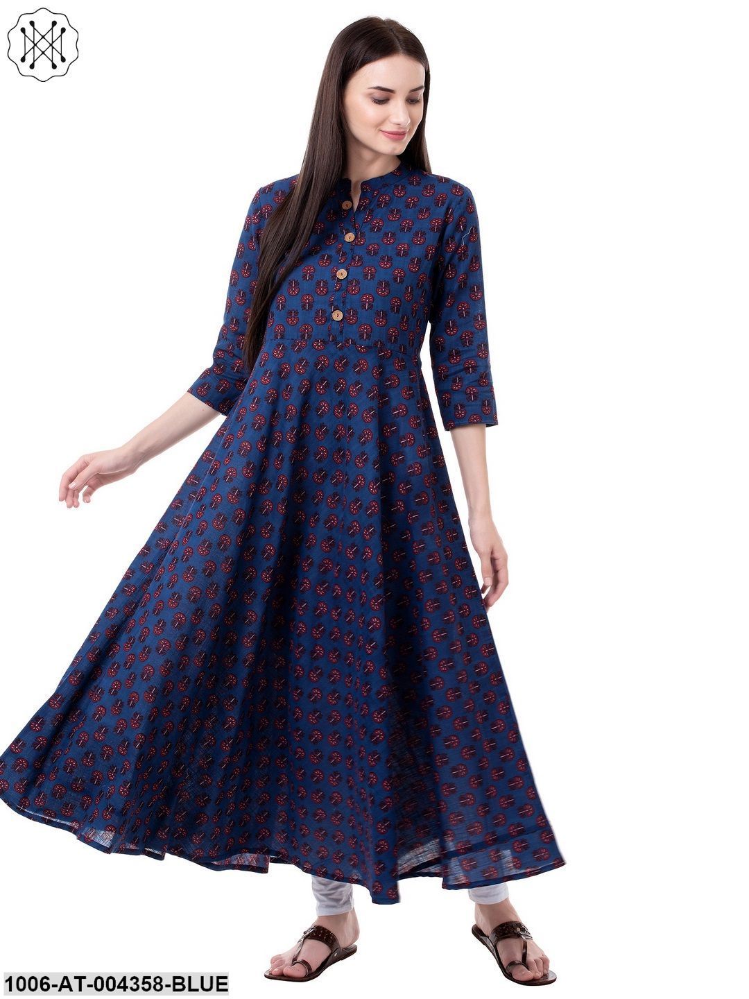 Women's Cotton Printed Flared Kurta