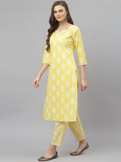 Women's Floral Print Rayon Straight Kurta Pant Set