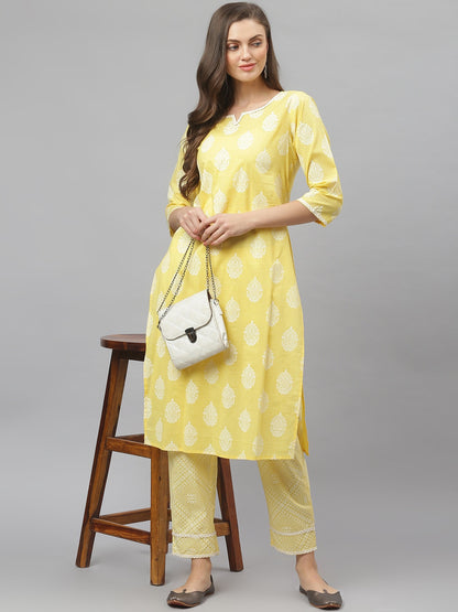 Women's Floral Print Rayon Straight Kurta Pant Set